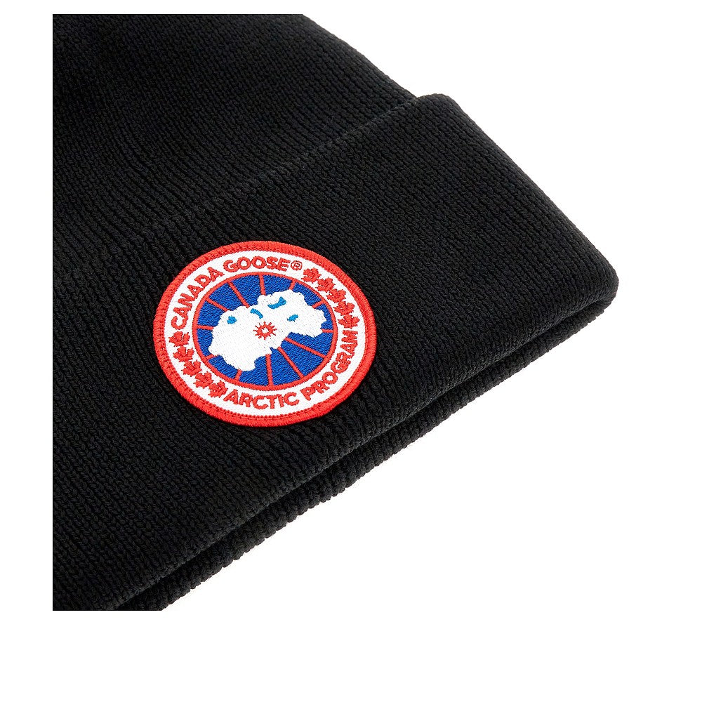 Beanie in lana con patch logo