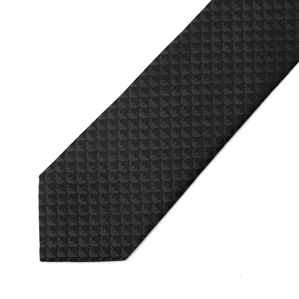 Silk necktie with logo motif