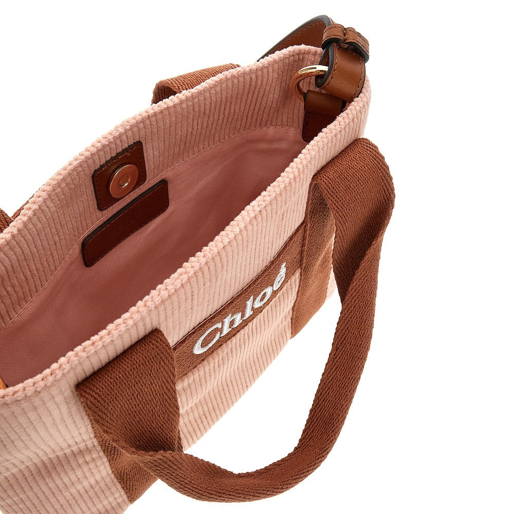 Corduroy kids bag with logo embroidery