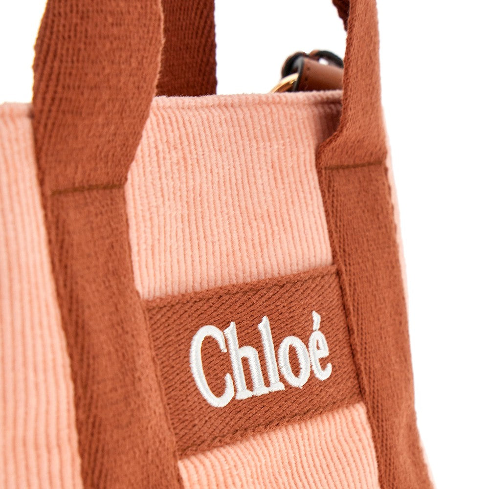 Corduroy kids bag with logo embroidery