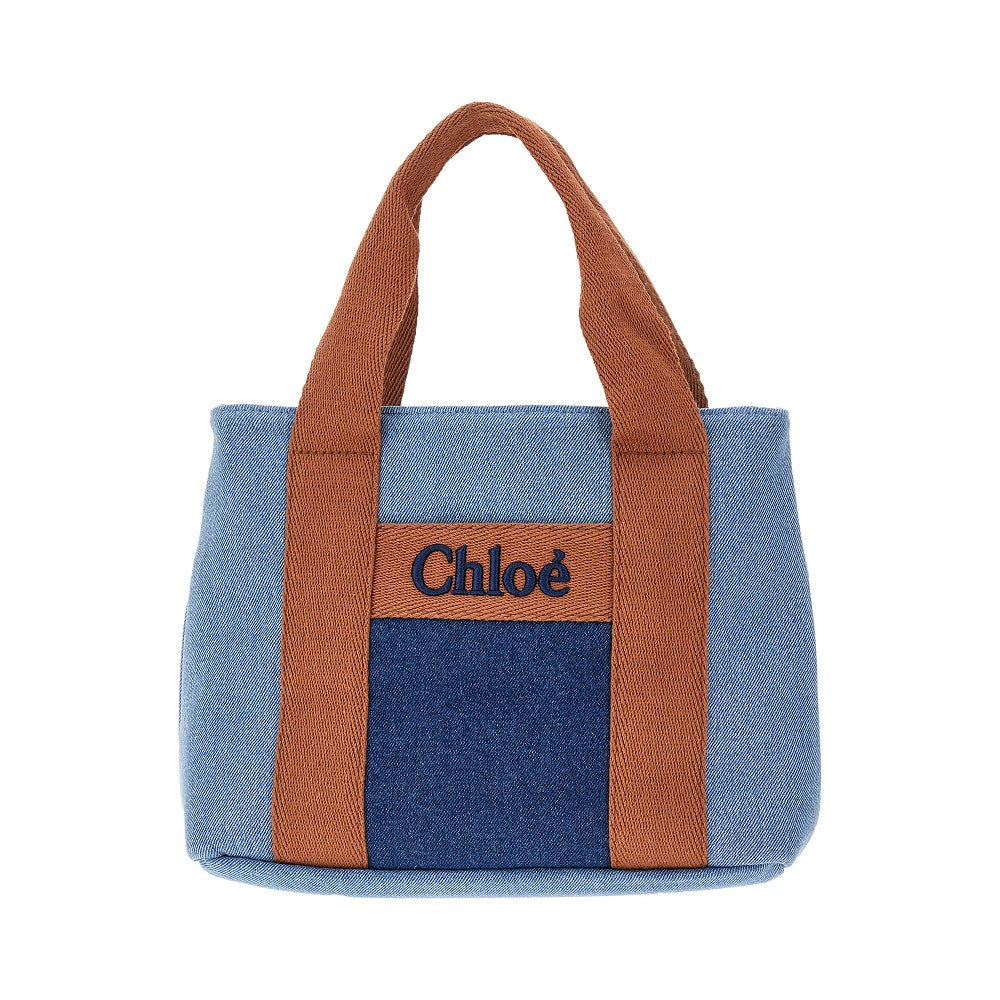 Denim bag with logo embroidery