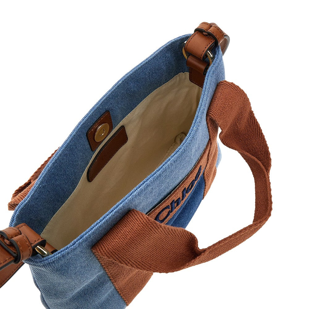 Denim bag with logo embroidery