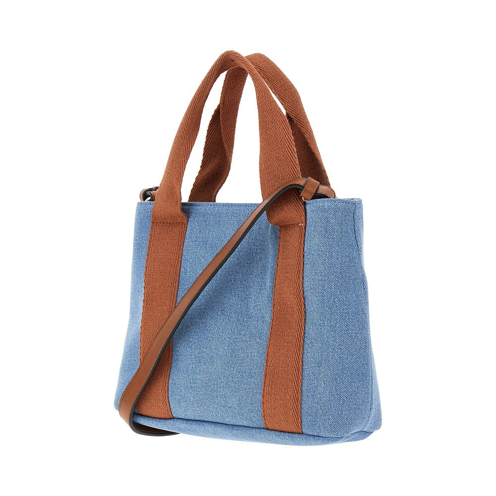 Denim bag with logo embroidery