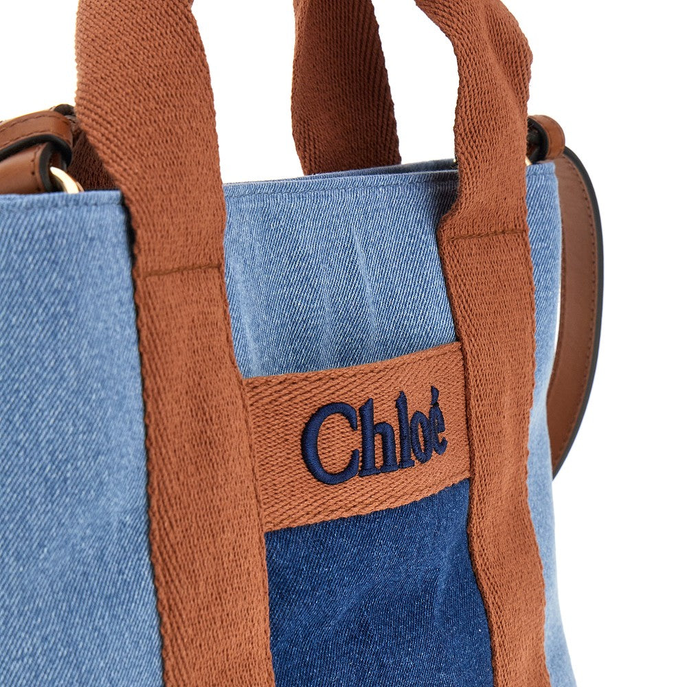 Denim bag with logo embroidery