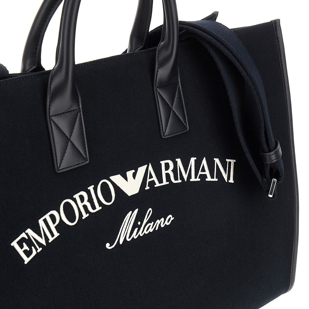 Tote bag in tela di con logo ricamato