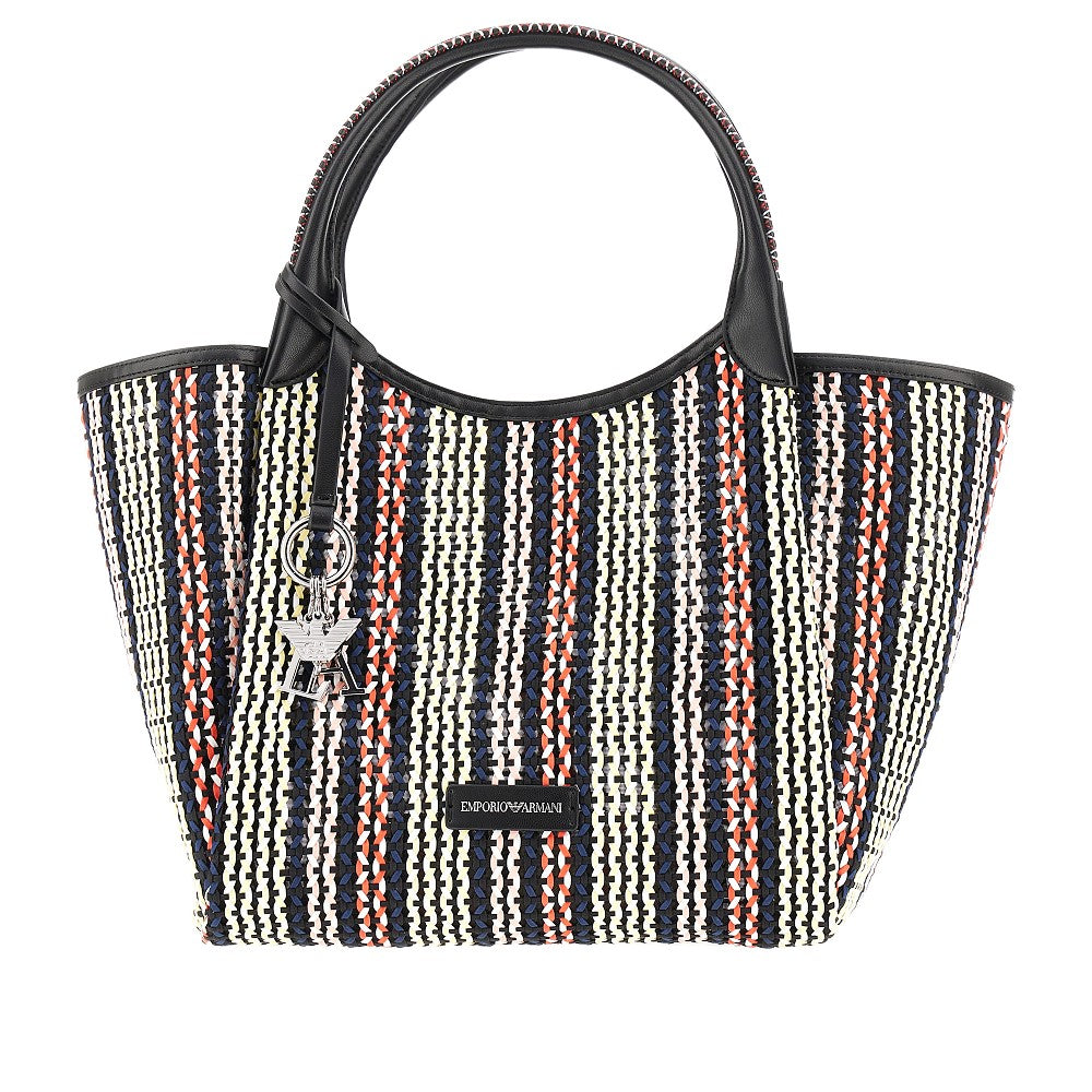 Shopping bag in mesh e tessuto intrecciato