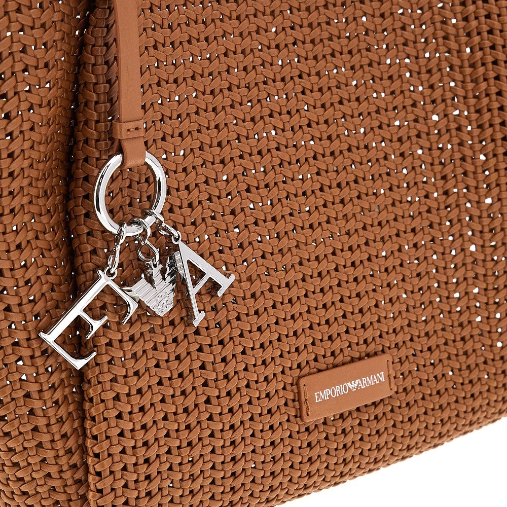 Woven faux leather shopping bag