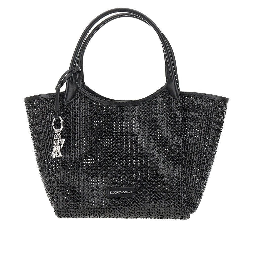 Shopping bag in pelle sintetica intrecciata