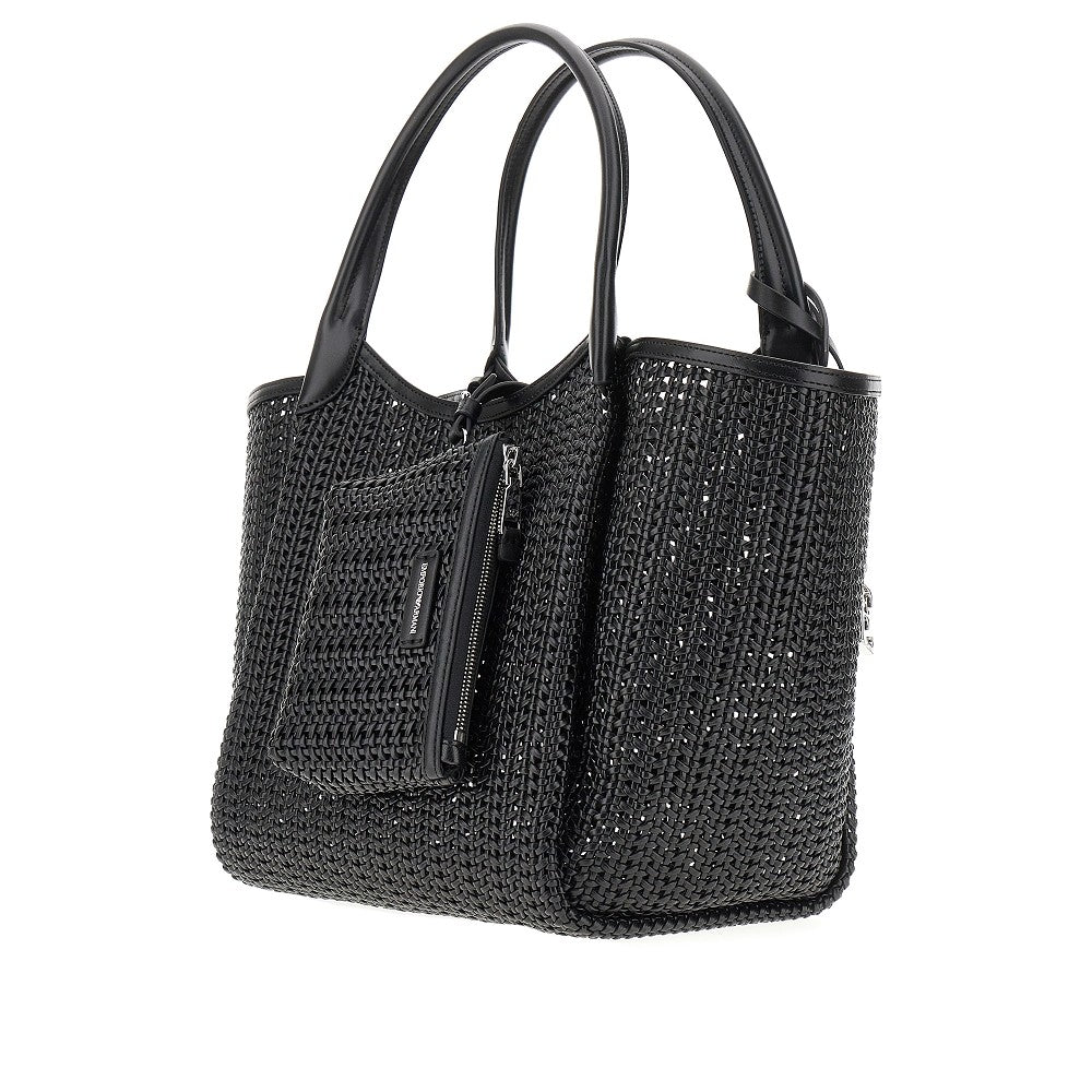Shopping bag in pelle sintetica intrecciata