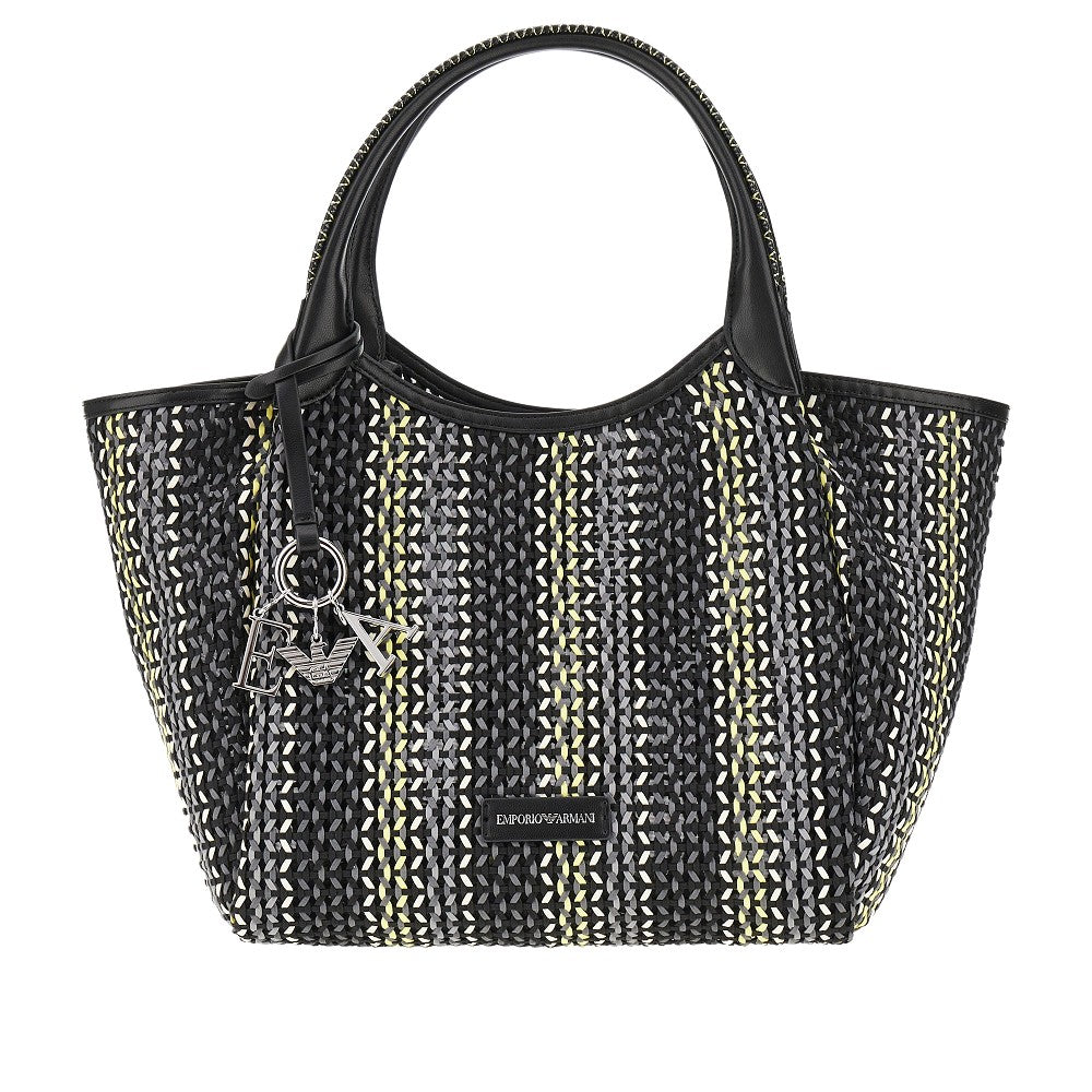 Shopping bag in mesh e tessuto intrecciato