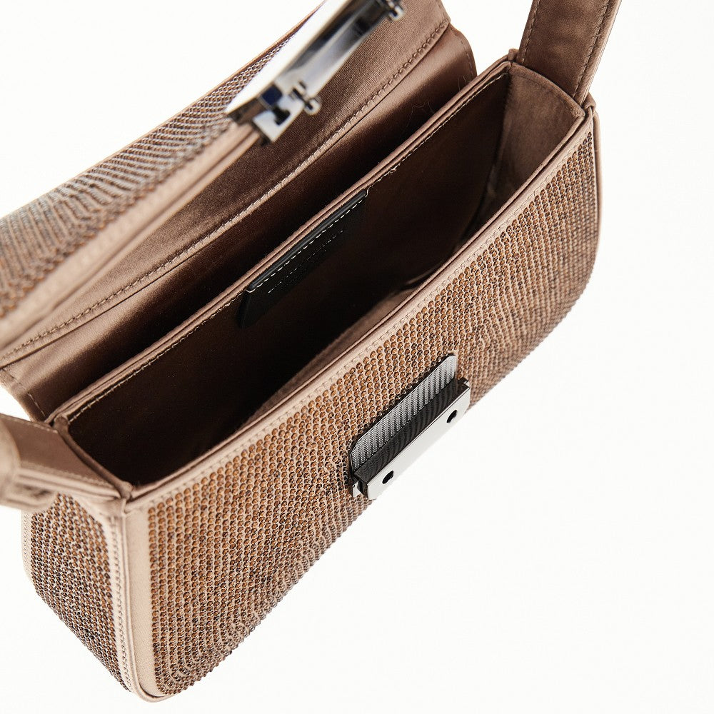 Borsa a spalla 'Baguette' con strass