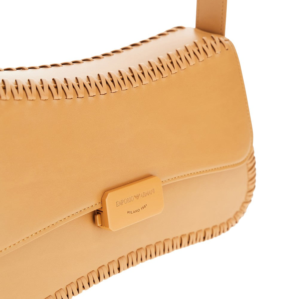 Leather shoulder bag with topstitchings