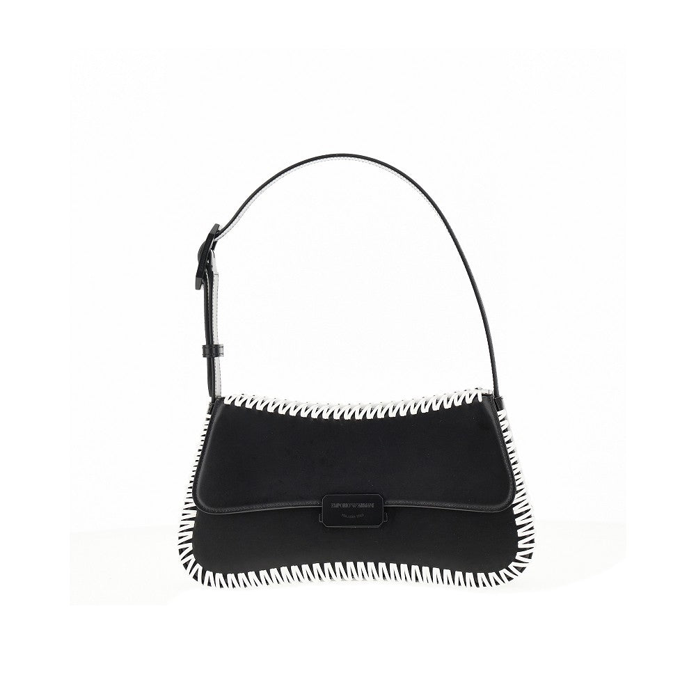 Leather shoulder bag with topstitchings