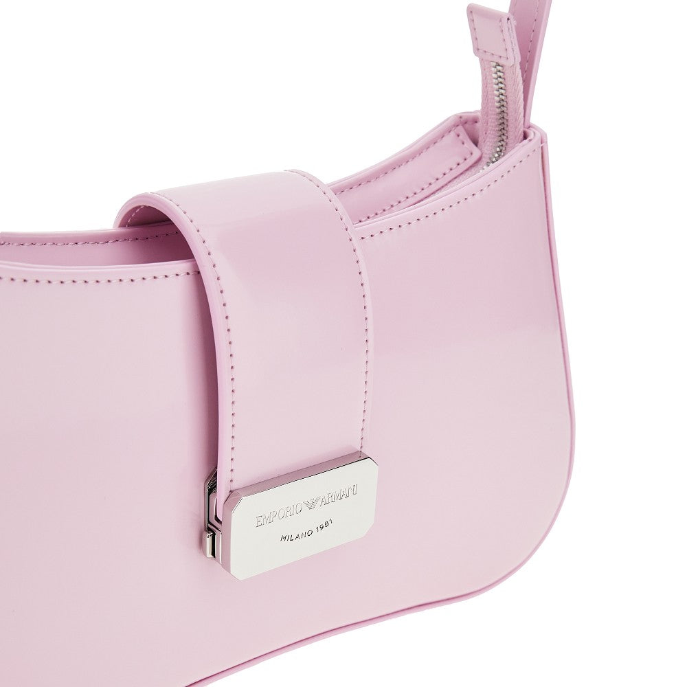 Brushed faux leather shoulder bag