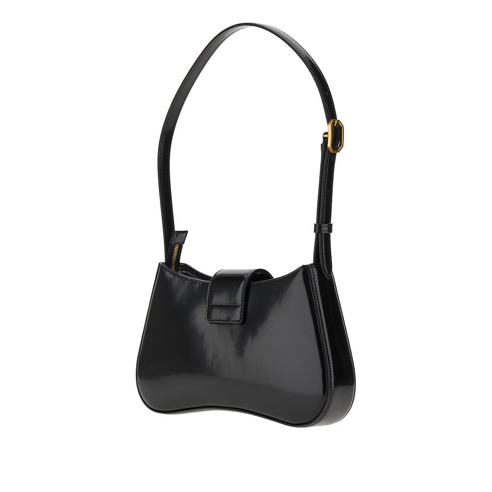 Brushed faux leather shoulder bag