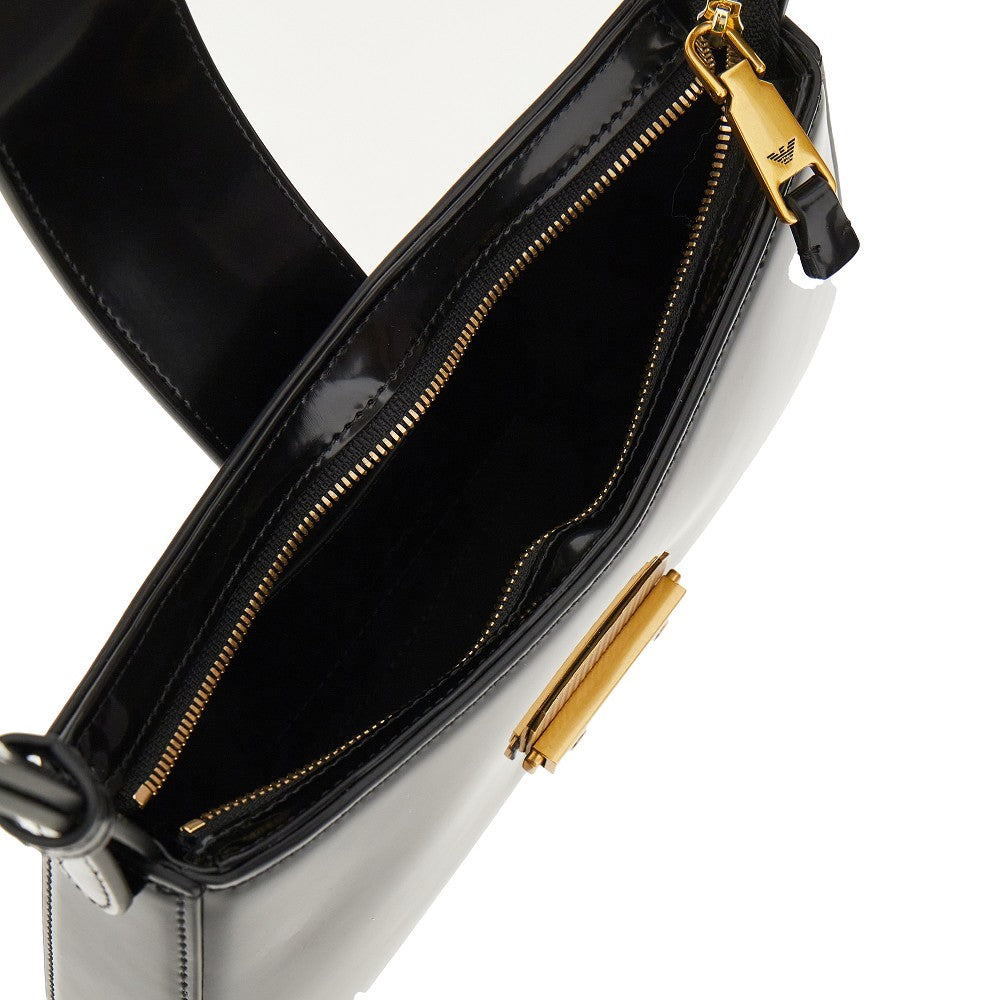 Brushed faux leather shoulder bag