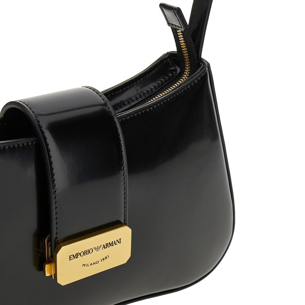 Brushed faux leather shoulder bag