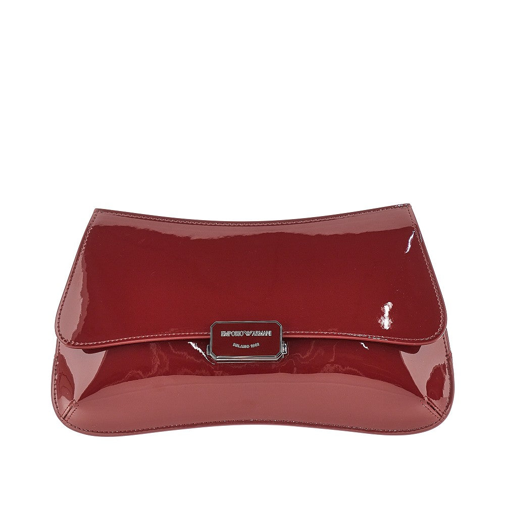 Patent faux leather clutch