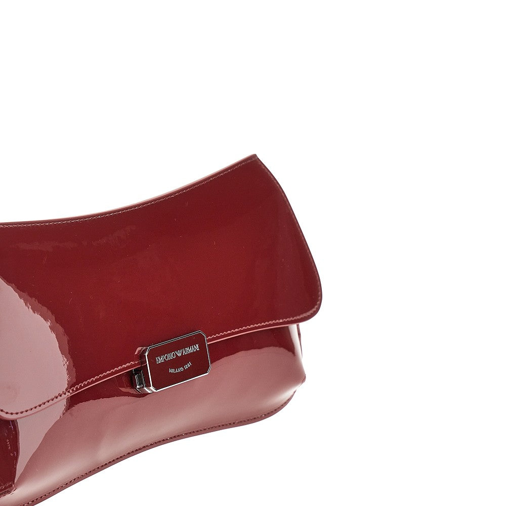 Patent faux leather clutch
