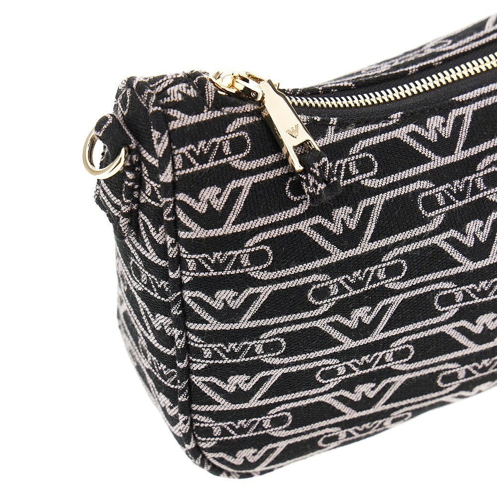 Borsa in tela con logo in jacquard