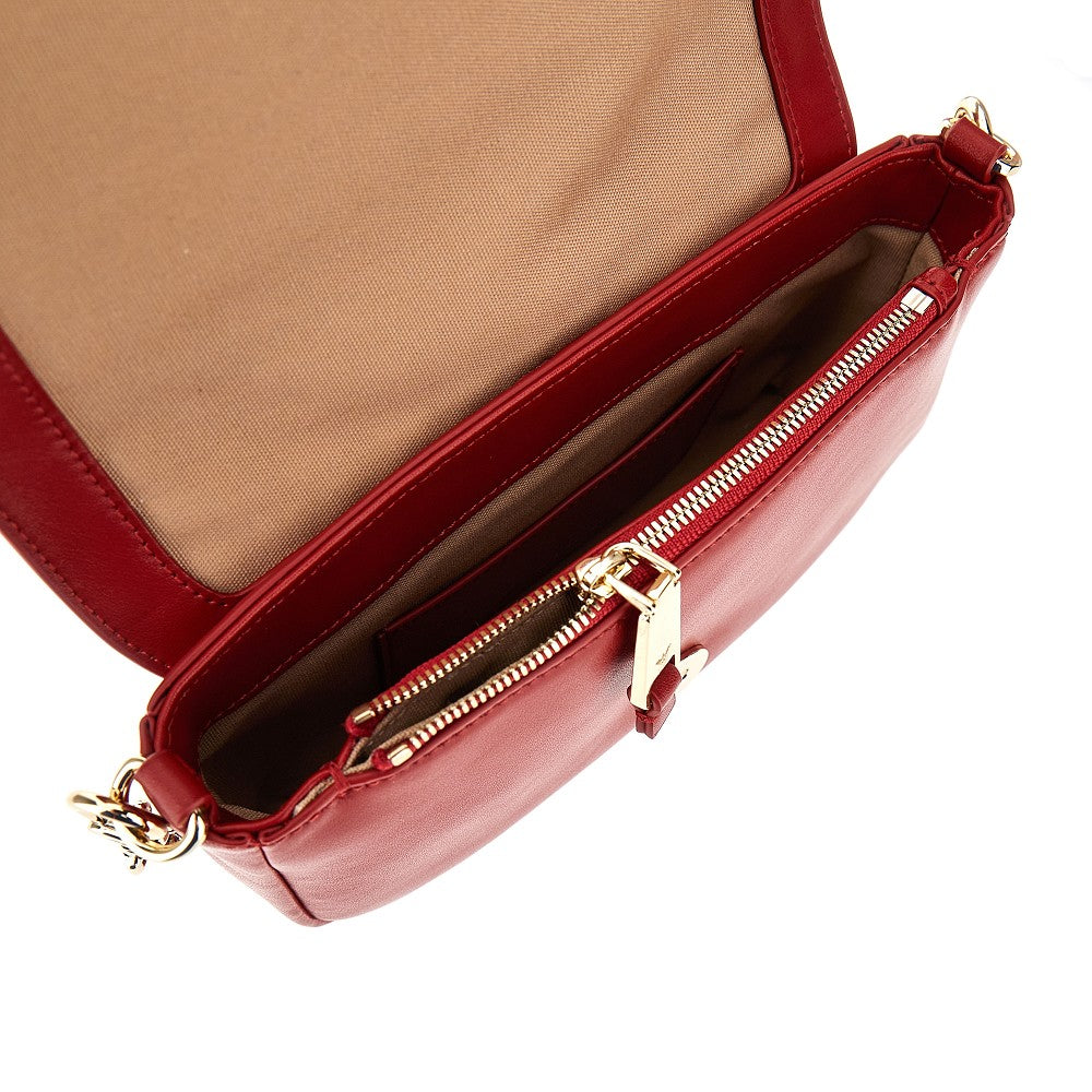 Woven leather mini bag with chain strap