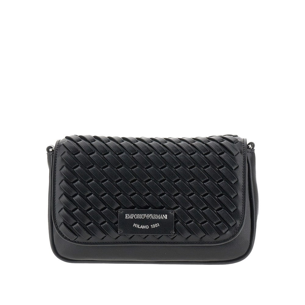 Woven leather mini bag with chain strap