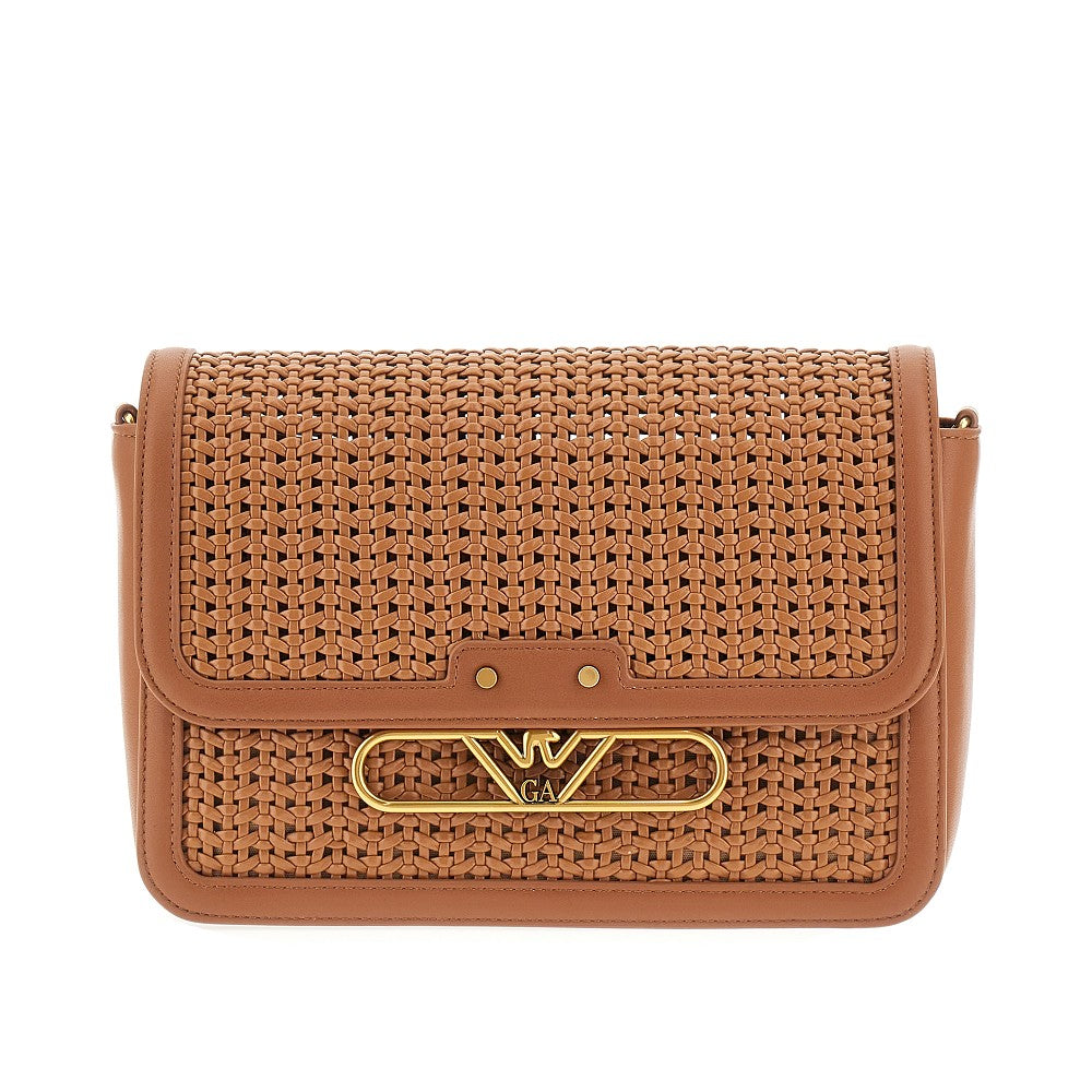 Woven leather bag with chain