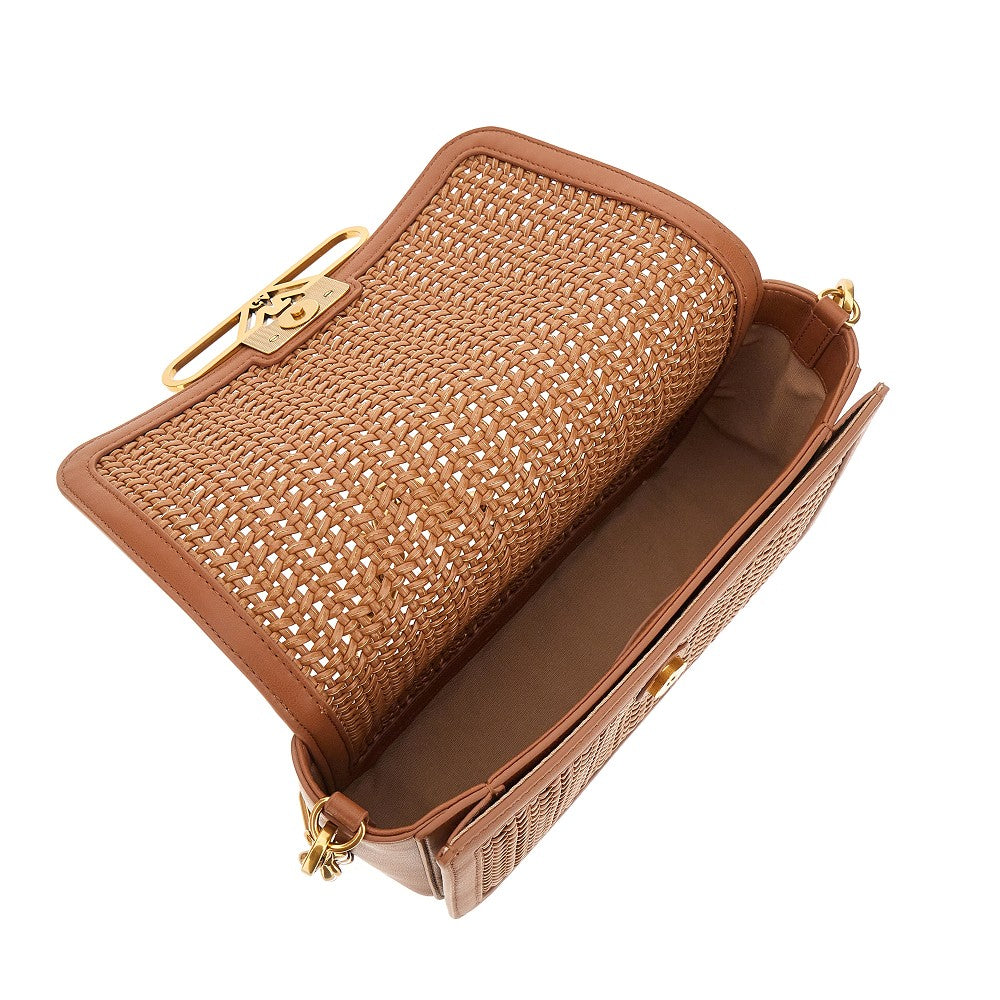 Woven leather bag with chain