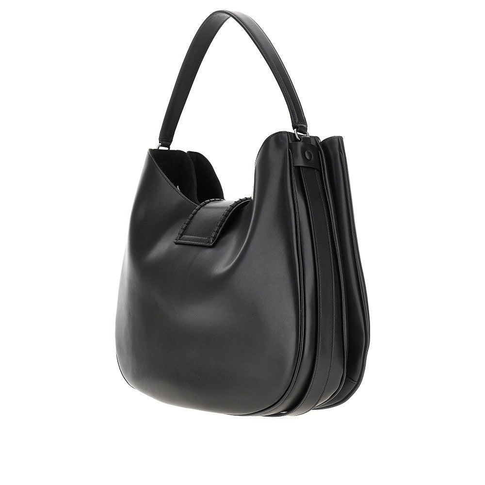Leather large hobo bag