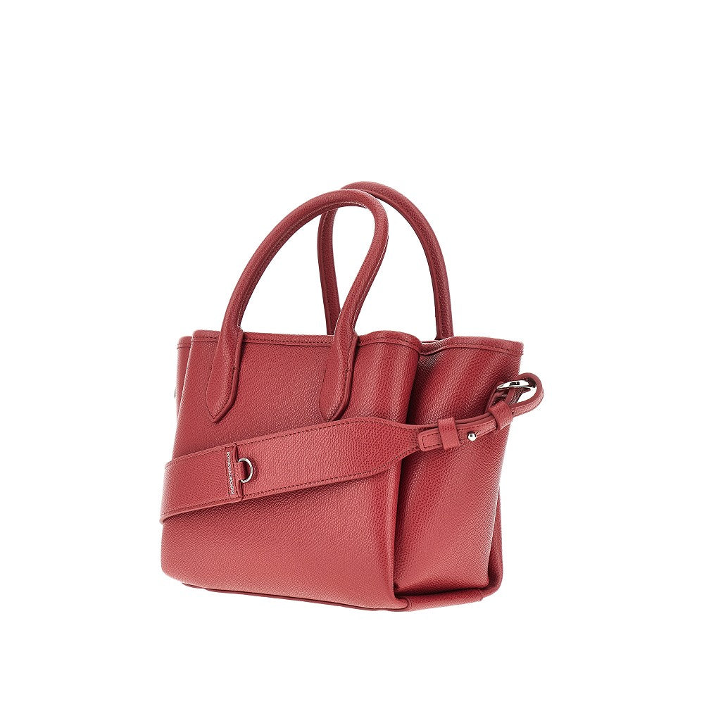 Faux grained leather small shopping bag