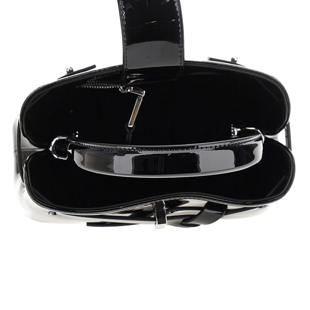 Faux patent leather bag with logo