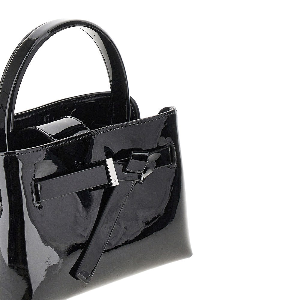 Faux patent leather bag with logo