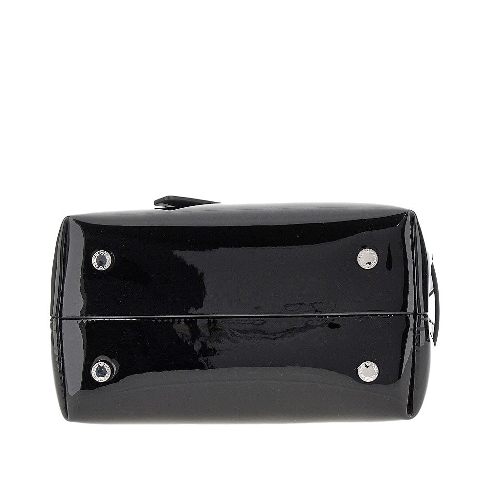 Faux patent leather bag with logo