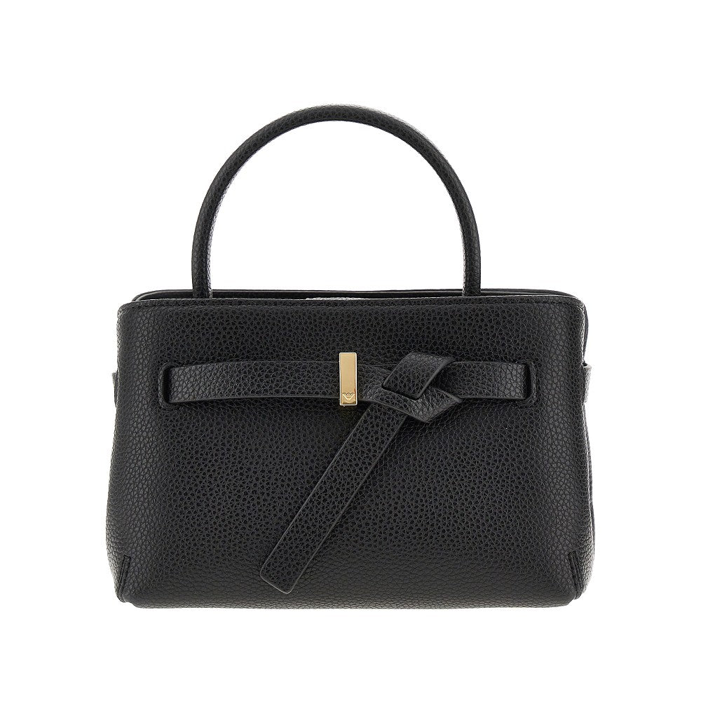 Faux grained leather bag with logo
