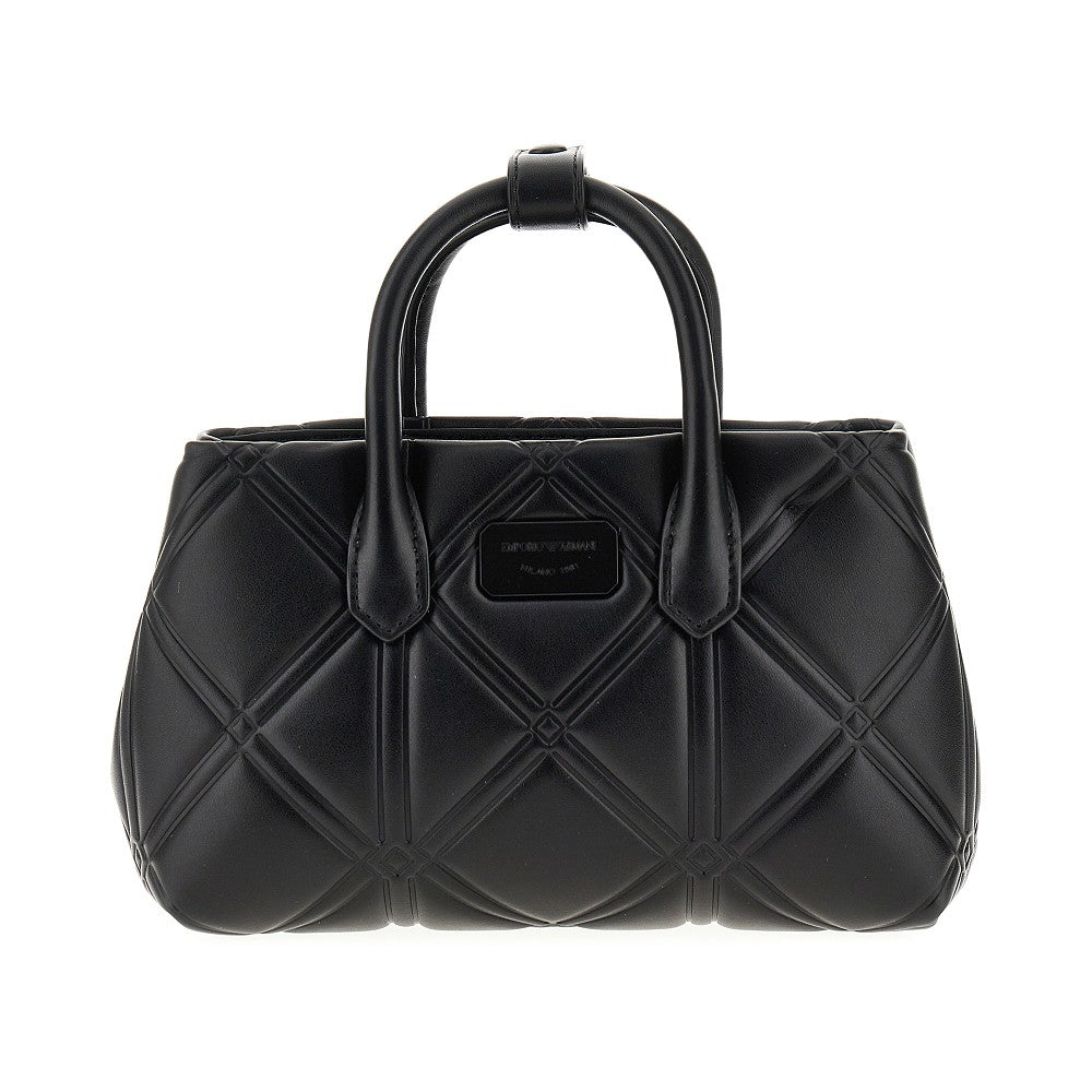 Faux leather quilted handbag
