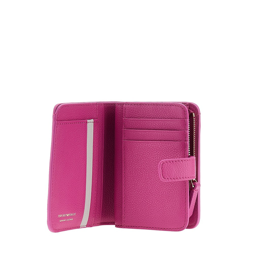 Portafoglio bi-fold in pelle martellata