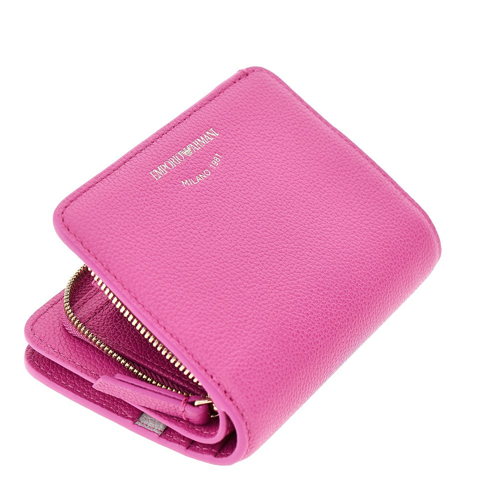 Grained leather bi-fold wallet