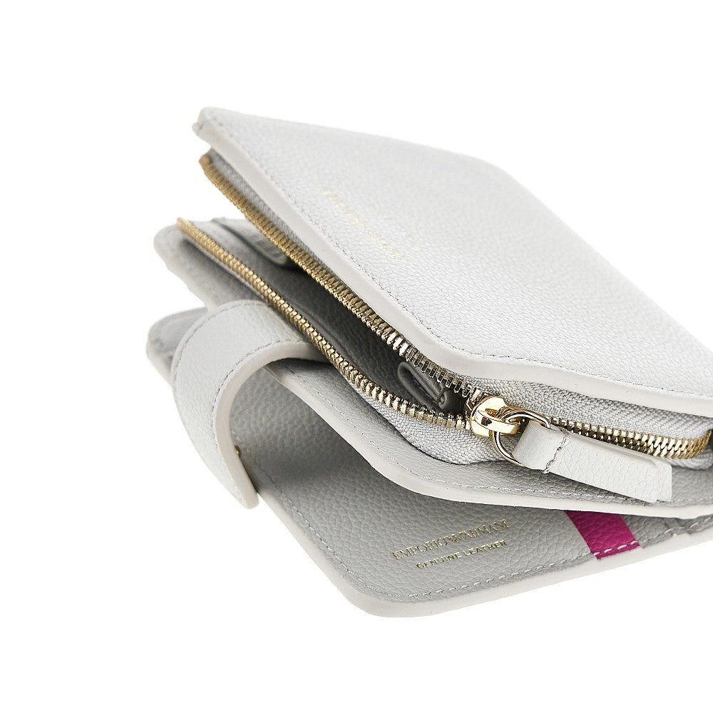 Grained leather bi-fold wallet