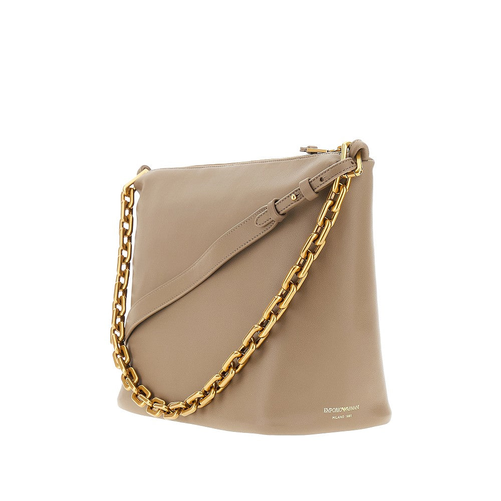 Nappa leather medium hobo bag with chain