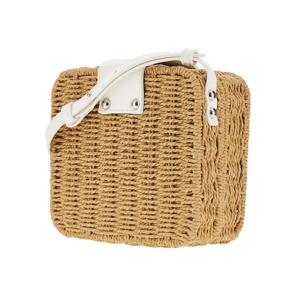 Kids woven synthetic raffia picnic bag