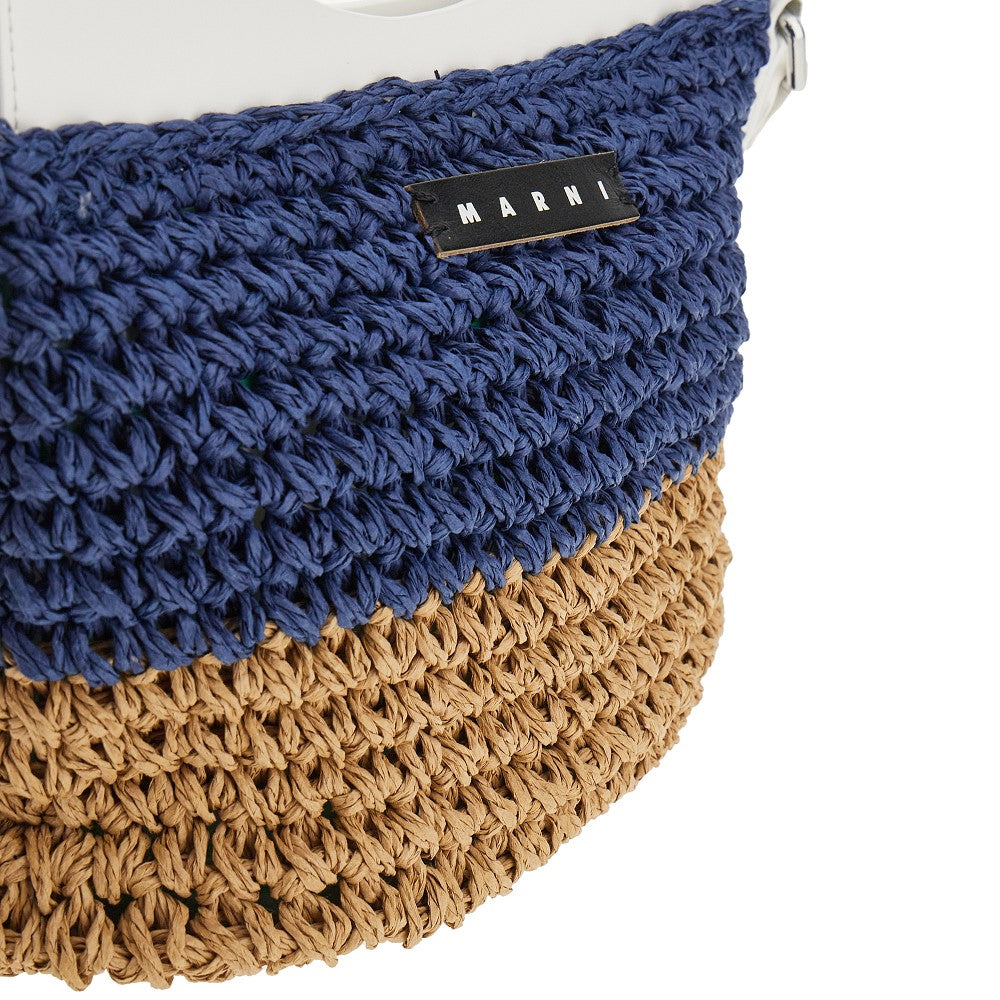 Kids woven synthetic raffia bag