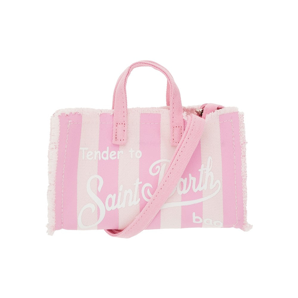 Phone bag in canvas con motivo a righe