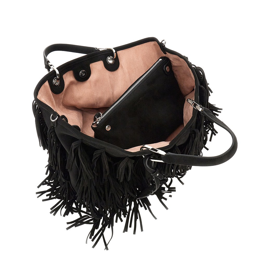 Fringed faux suede leather medium 'MyEA' bag