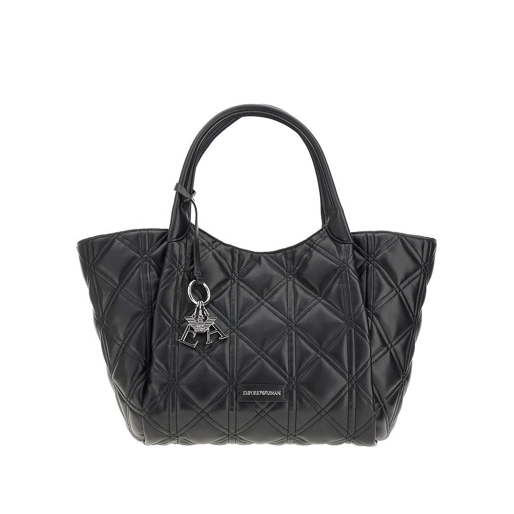 Quilted faux nappa leather shopping bag