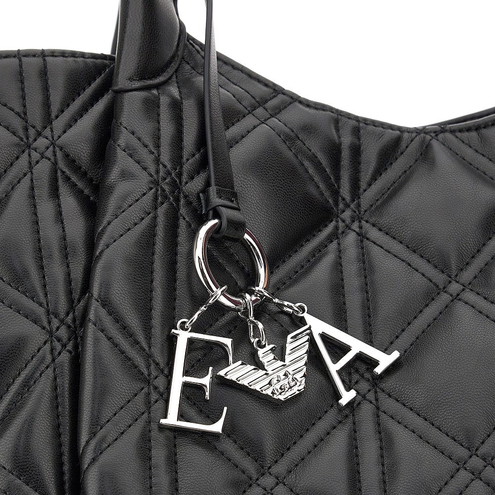 Quilted faux nappa leather shopping bag