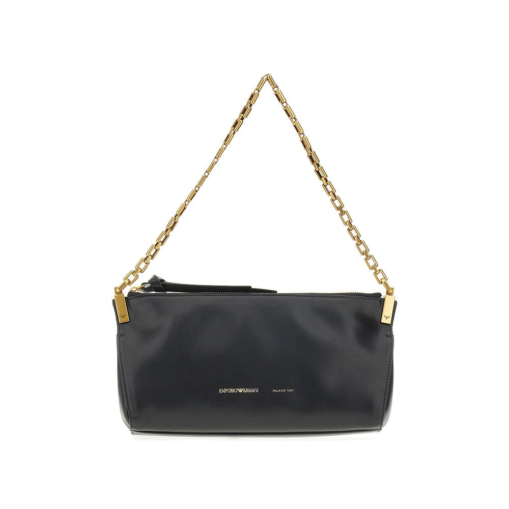 Leather small hobo bag with chain