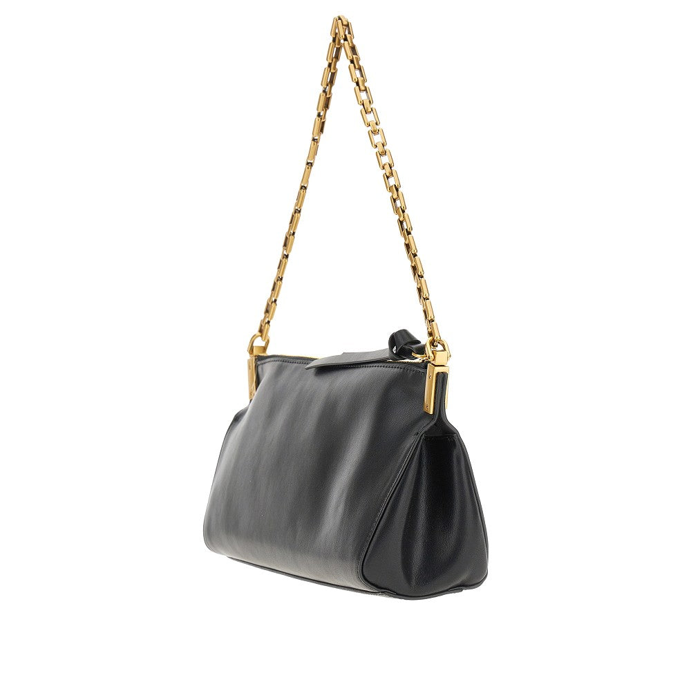 Leather small hobo bag with chain