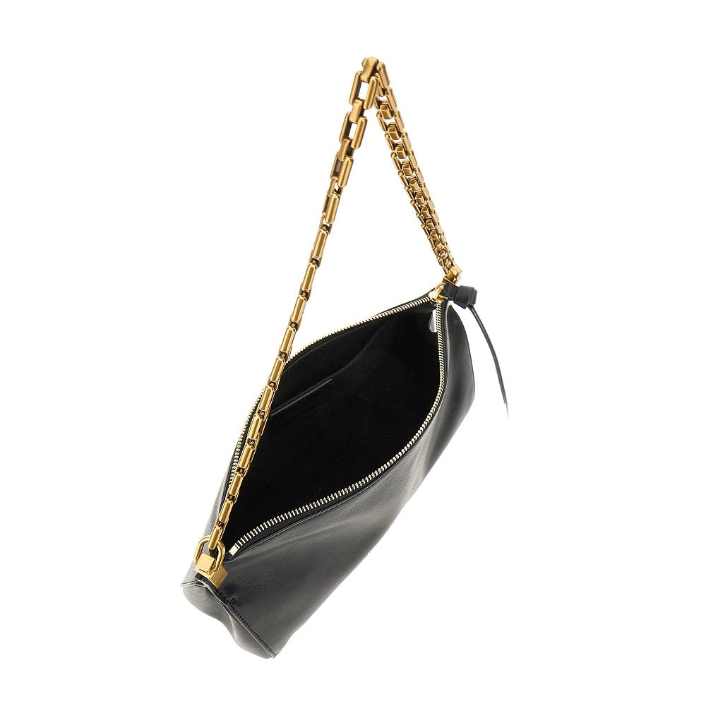 Leather small hobo bag with chain