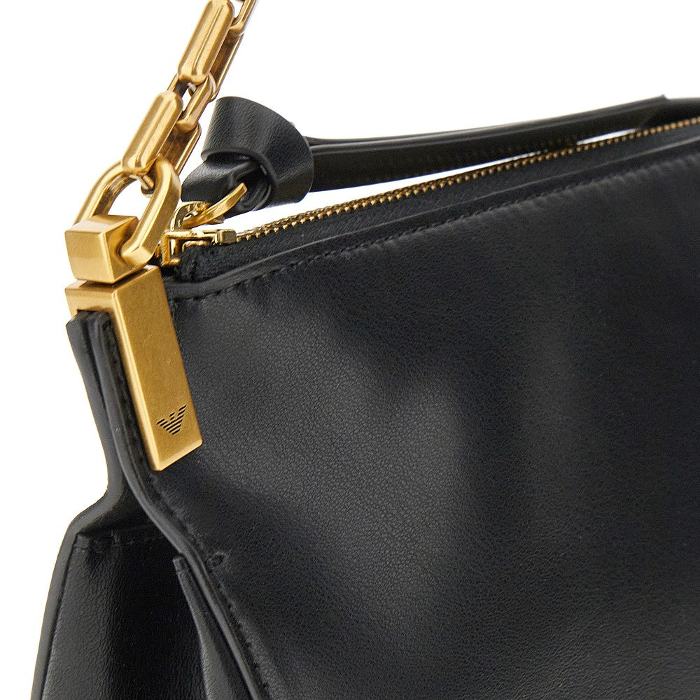 Leather small hobo bag with chain