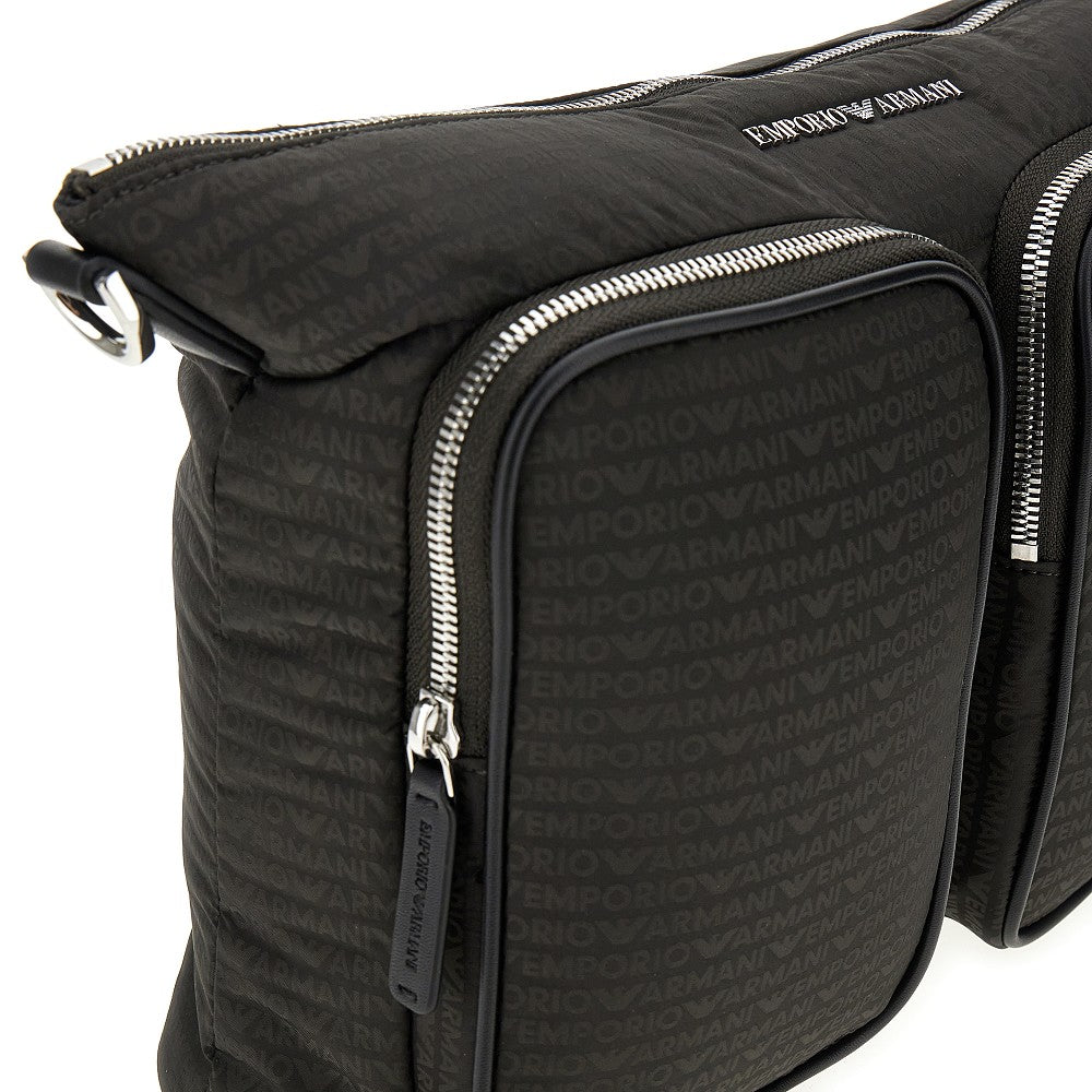 All-over logo jacquard nylon crossbody bag